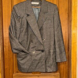 Vtg jacket 100% Wool Gloria Vanderbilt Plaid checked blazer double breasted 12